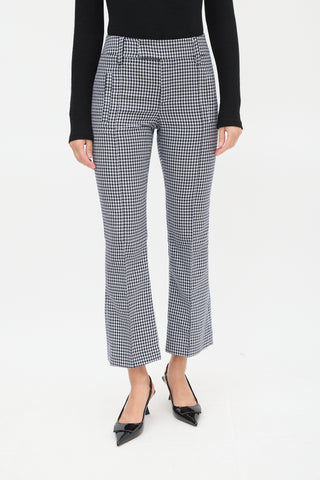 Smythe Navy 
White Wool Houndstooth Flared Trouser