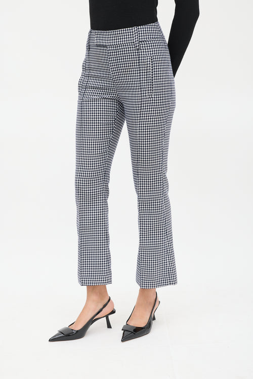 Smythe Navy 
White Wool Houndstooth Flared Trouser