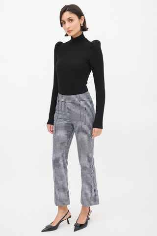 Smythe Navy 
White Wool Houndstooth Flared Trouser