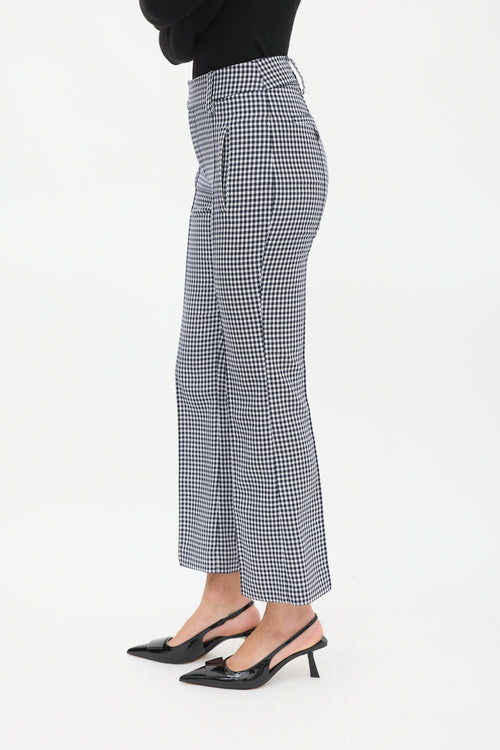 Smythe Navy 
White Wool Houndstooth Flared Trouser