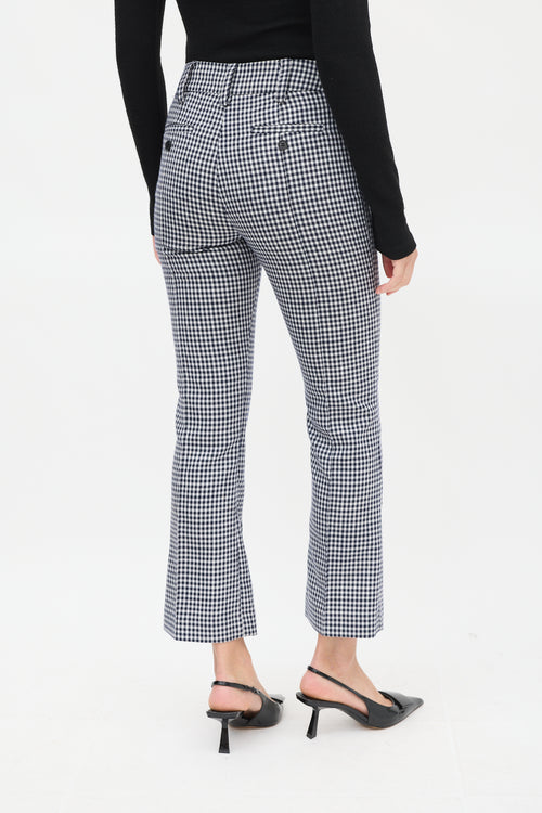 Smythe Navy 
White Wool Houndstooth Flared Trouser