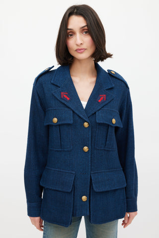 Smythe Navy Wool Bellow Pocket Military Jacket