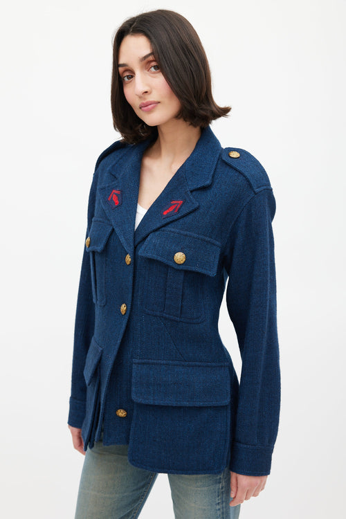 Smythe Navy Wool Bellow Pocket Military Jacket