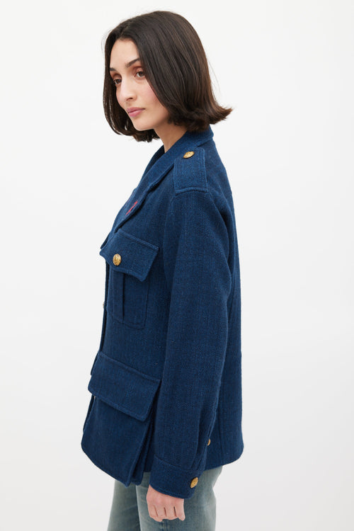 Smythe Navy Wool Bellow Pocket Military Jacket