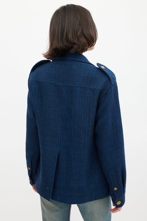 Smythe Navy Wool Bellow Pocket Military Jacket