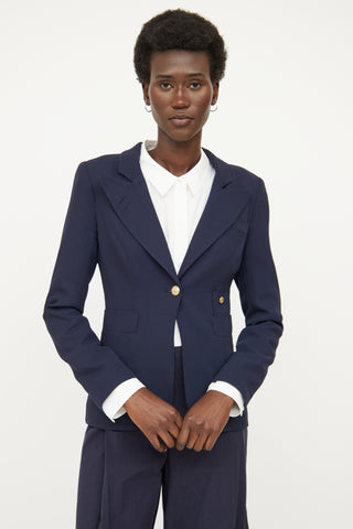 Smythe Navy Wool Gold Button Blazer