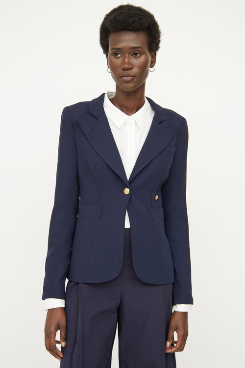 Smythe Navy Wool Gold Button Blazer