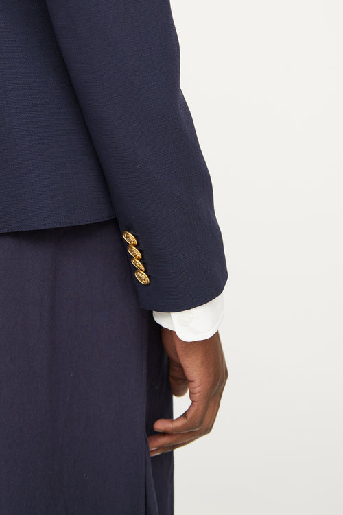 Smythe Navy Wool Gold Button Blazer