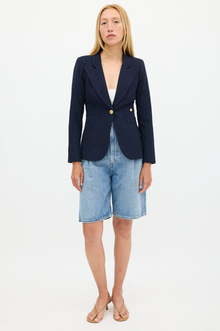 Smythe Navy Wool Four Pocket Blazer