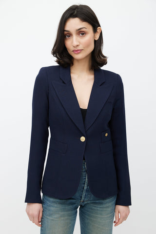 Smythe Navy Wool One Button Blazer