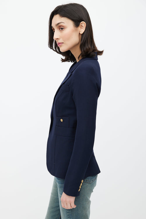 Smythe Navy Wool One Button Blazer