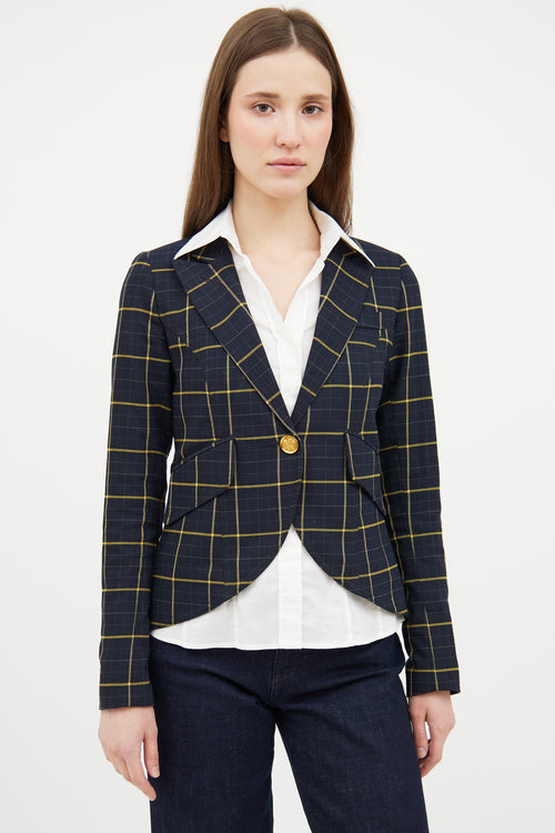 Smythe Navy 
Yellow Plaid Blazer