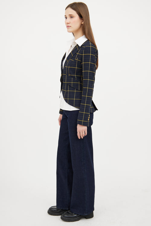 Smythe Navy 
Yellow Plaid Blazer