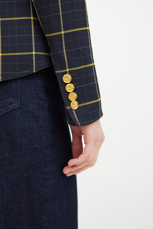 Smythe Navy 
Yellow Plaid Blazer