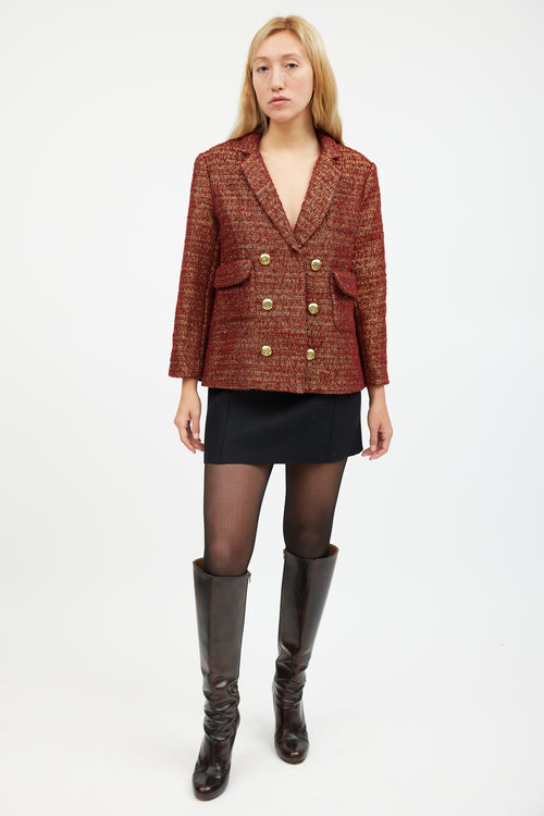 Smythe Orange Metallic Wool Tweed Blazer