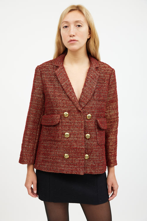 Smythe Orange Metallic Wool Tweed Blazer