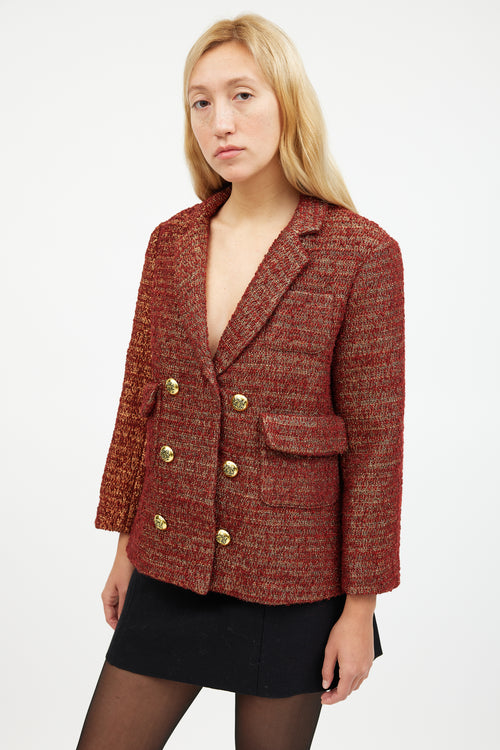 Smythe Orange Metallic Wool Tweed Blazer