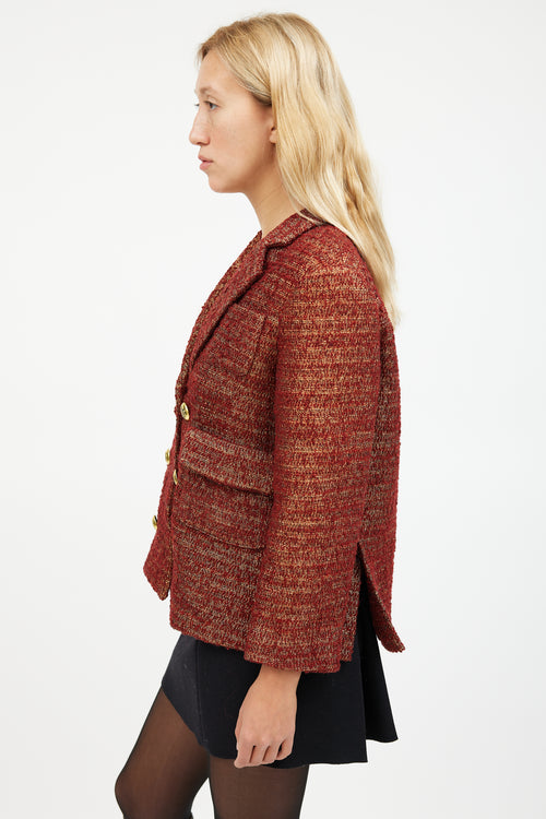 Smythe Orange Metallic Wool Tweed Blazer