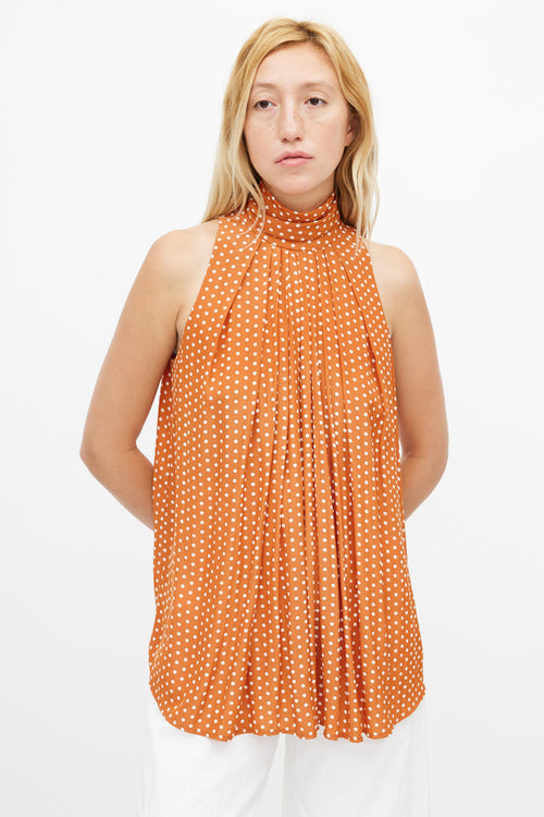 Smythe Orange 
White Polka Dot Sleeveless Blouse