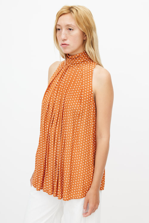 Smythe Orange 
White Polka Dot Sleeveless Blouse