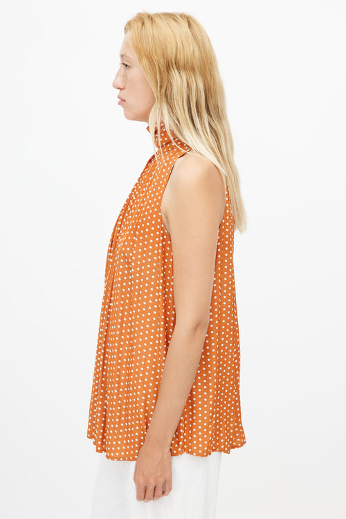 Smythe Orange 
White Polka Dot Sleeveless Blouse