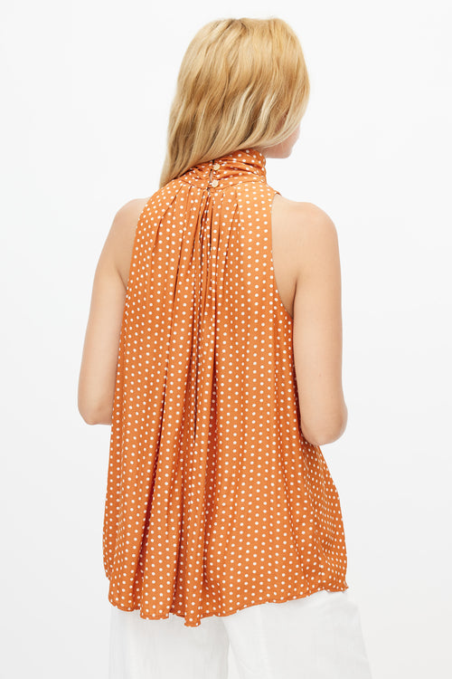 Smythe Orange 
White Polka Dot Sleeveless Blouse