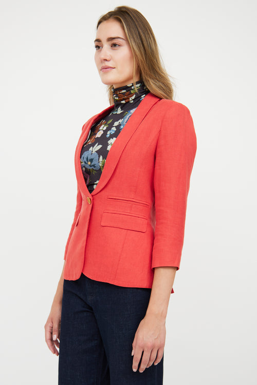 Smythe Red Linen Three Quarter Sleeve Blazer