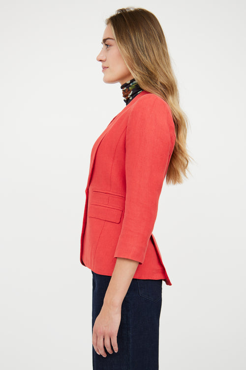 Smythe Red Linen Three Quarter Sleeve Blazer