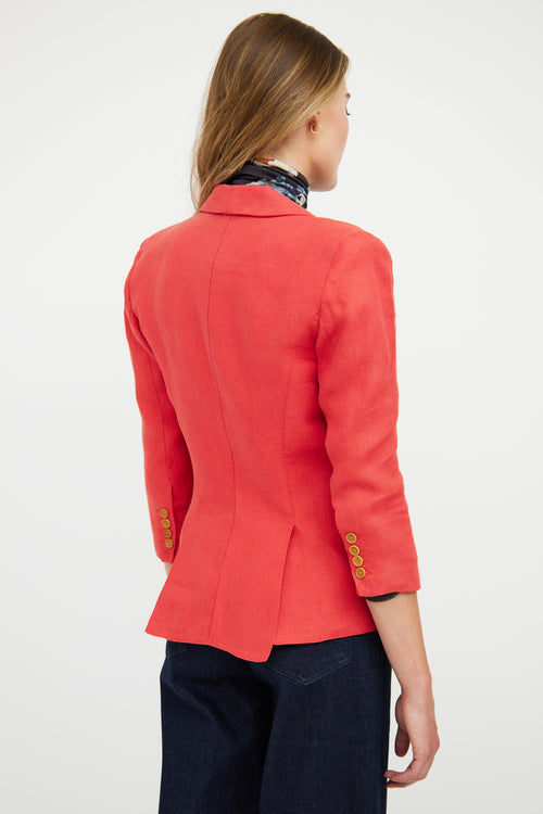 Smythe Red Linen Three Quarter Sleeve Blazer