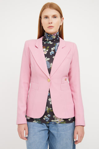 Smythe Pink Wool Peak Lapel Duchess Blazer