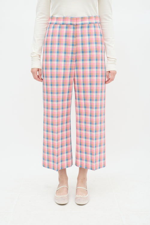 Smythe Pink 
Multi Begonia Check Wide Leg Culotte