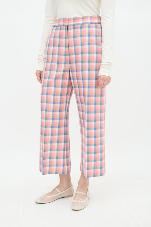 Smythe Pink 
Multi Begonia Check Wide Leg Culotte