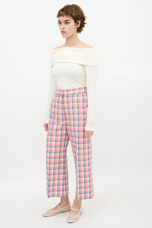 Smythe Pink 
Multi Begonia Check Wide Leg Culotte