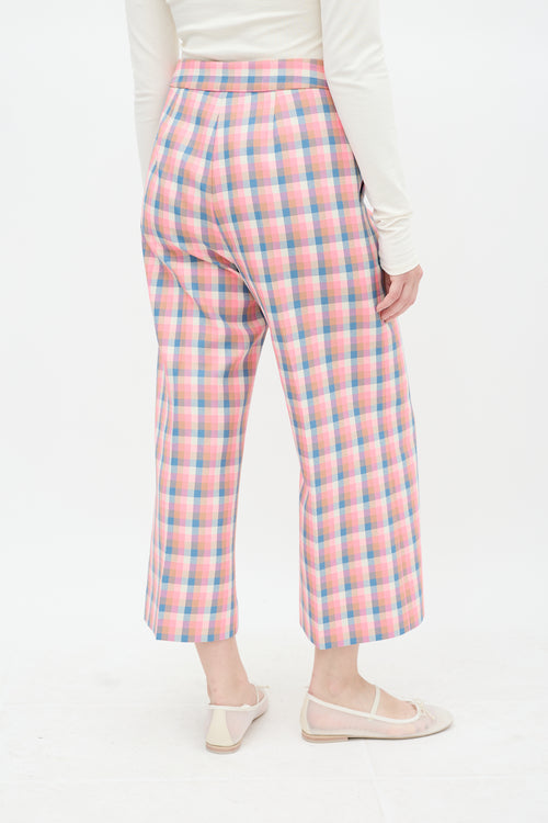 Smythe Pink 
Multi Begonia Check Wide Leg Culotte