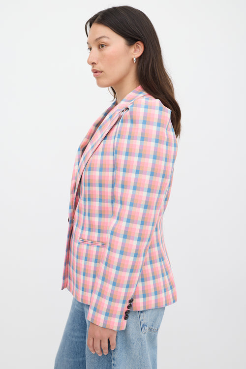 Smythe Pink 
Multicolour Check Box Pleat Blazer