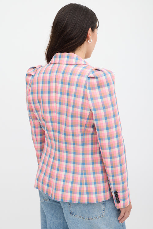 Smythe Pink 
Multicolour Check Box Pleat Blazer