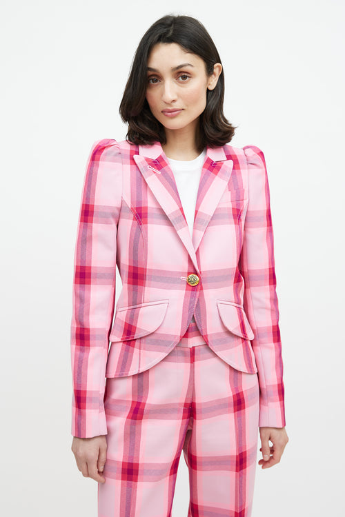 Smythe Pink 
Multicolour Plaid Two Piece Suit