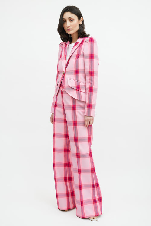 Smythe Pink 
Multicolour Plaid Two Piece Suit