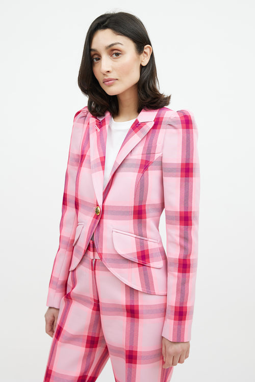 Smythe Pink 
Multicolour Plaid Two Piece Suit