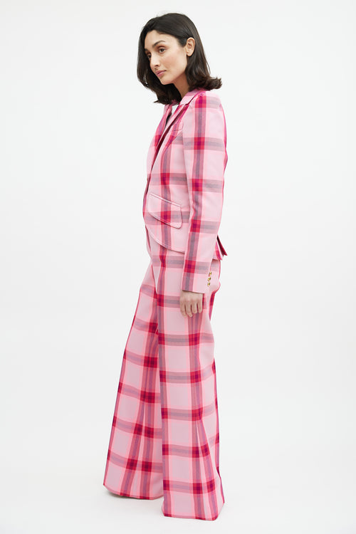 Smythe Pink 
Multicolour Plaid Two Piece Suit