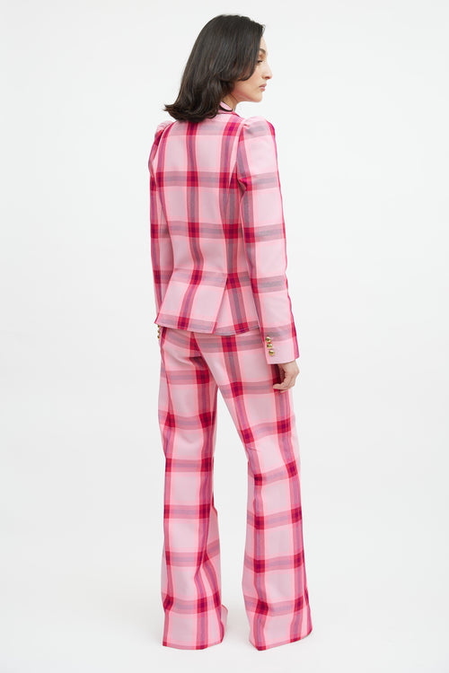 Smythe Pink 
Multicolour Plaid Two Piece Suit