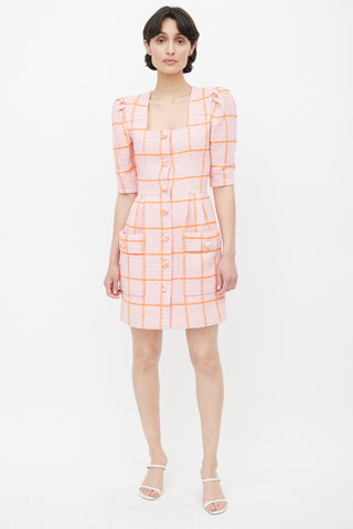 Smythe Pink 
Orange Check Tweed Dress