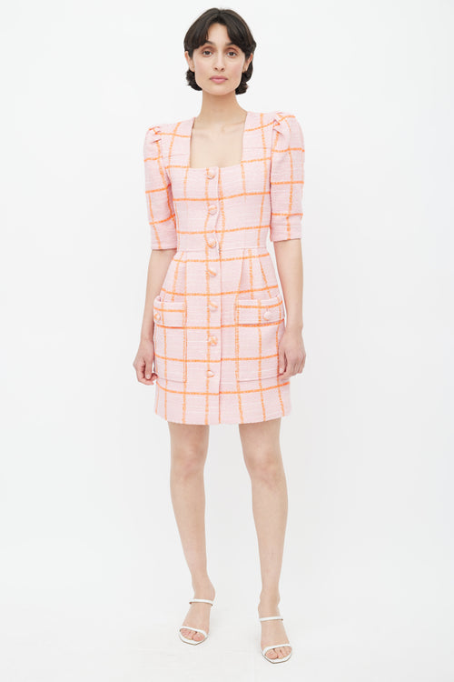 Smythe Pink 
Orange Check Tweed Dress