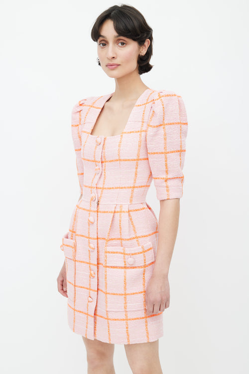 Smythe Pink 
Orange Check Tweed Dress