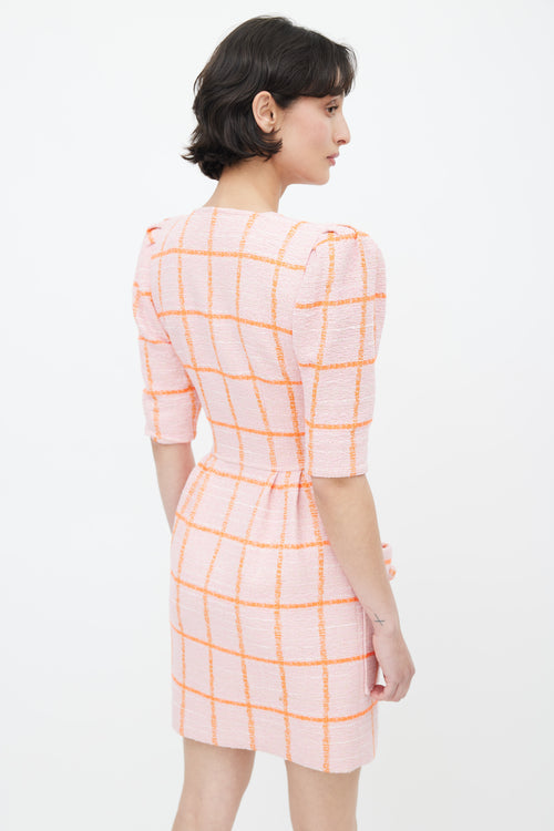 Smythe Pink 
Orange Check Tweed Dress