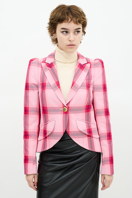 Smythe Check Pouf Sleeve Blazer