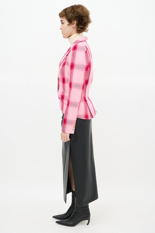 Smythe Check Pouf Sleeve Blazer