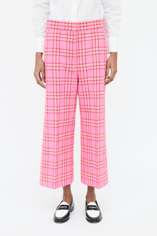 Smythe Pink 
White Woven Plaid Trouser