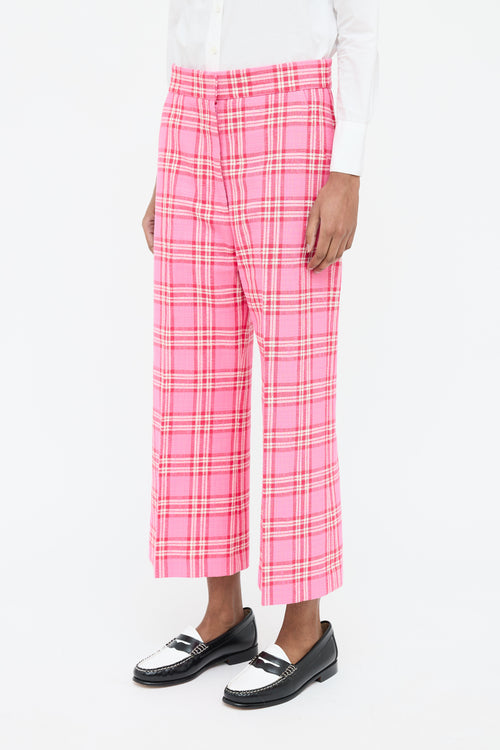 Smythe Pink 
White Woven Plaid Trouser