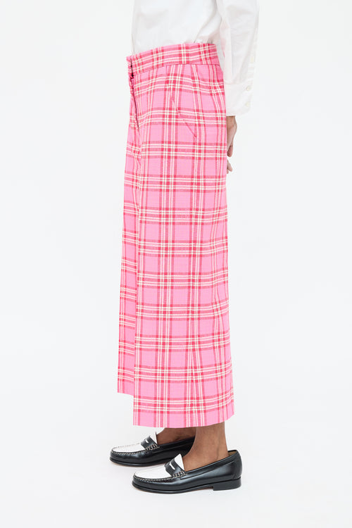 Smythe Pink 
White Woven Plaid Trouser